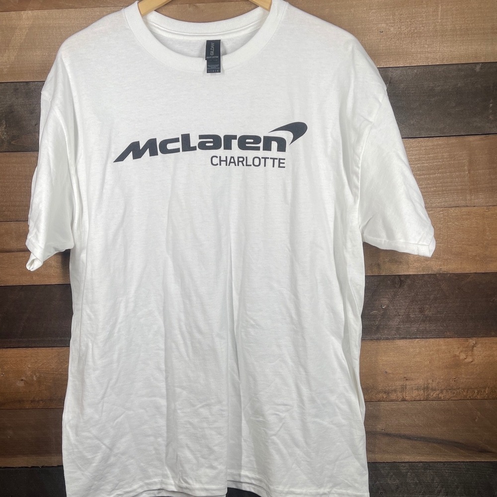 McLaren Charlotte Graphic T Shirt Mens Large White Gildan Heavy Cotton
